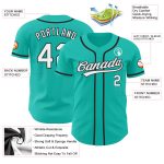 Custom Name and Number Personalized Aqua White Black Baseball Jersey - Authentic Team Apparel Personalized Aqua White-Black