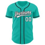 Custom Name and Number Personalized Aqua White Black Baseball Jersey - Authentic Team Apparel Personalized Aqua White-Black
