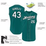 Custom Name and Number Personalized Aqua White-Black Sleeveless Baseball Jersey Authentic Personalized Aqua White-Black Authentic