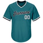 Custom Name Number Baseball Jersey Shirt - Personalized Aqua White-Black Authentic Throwback Rib-Knit Style Personalized