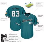Custom Name Number Baseball Jersey Shirt - Personalized Aqua White-Black Authentic Throwback Rib-Knit Style Personalized