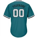 Custom Name Number Baseball Jersey Shirt - Personalized Aqua White-Black Authentic Throwback Rib-Knit Style Personalized
