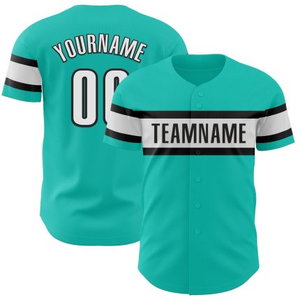 Personalized Aqua White Black Baseball Jersey for Men Women Youth - Custom 3 Personalized Aqua White-Black Baseball Jersey