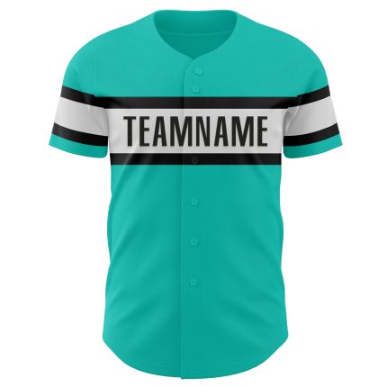 Personalized Aqua White Black Baseball Jersey for Men Women Youth - Custom 3 Personalized Aqua White-Black Baseball Jersey