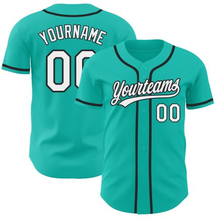 Custom Aqua White Black Baseball Jersey - Personalized Sports Apparel Personalized Aqua White-Black Baseball Jersey