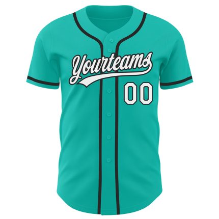 Custom Aqua White Black Baseball Jersey - Personalized Sports Apparel Personalized Aqua White-Black Baseball Jersey
