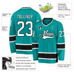 Custom Name and Number Aqua Black Hockey Jersey - Personalized Team Apparel Personalized Aqua White-Black Hockey Jersey Team