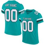 Personalized Authentic Football Jersey in Aqua White-Black Mesh for Ultimate Fan Gear Personalized Aqua White-Black Mesh