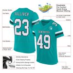 Personalized Authentic Football Jersey in Aqua White-Black Mesh for Ultimate Fan Gear Personalized Aqua White-Black Mesh