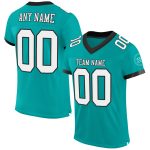 Custom Team Name Number Aqua White Black Mesh Football Jersey Authentic Personalized Aqua White-Black Mesh Authentic Football