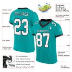 Custom Team Name Number Aqua White Black Mesh Football Jersey Authentic Personalized Aqua White-Black Mesh Authentic Football