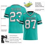 Personalized Aqua Black White Mesh Football Jersey for Men and Youth Personalized Aqua White-Black Mesh Football Jersey 3