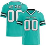 Personalized Aqua Black White Mesh Football Jersey for Men and Youth Personalized Aqua White-Black Mesh Football Jersey 3
