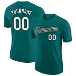 Custom Team Name & Number Performance T-Shirt - Aqua White-Black Personalized Tee for Sports & Activities Personalized Aqua