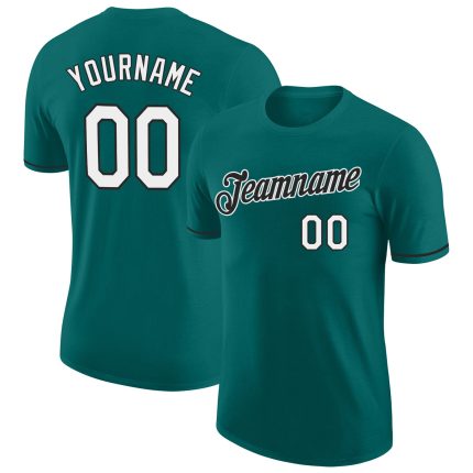 Custom Team Name & Number Performance T-Shirt - Aqua White-Black Personalized Tee for Sports & Activities Personalized Aqua