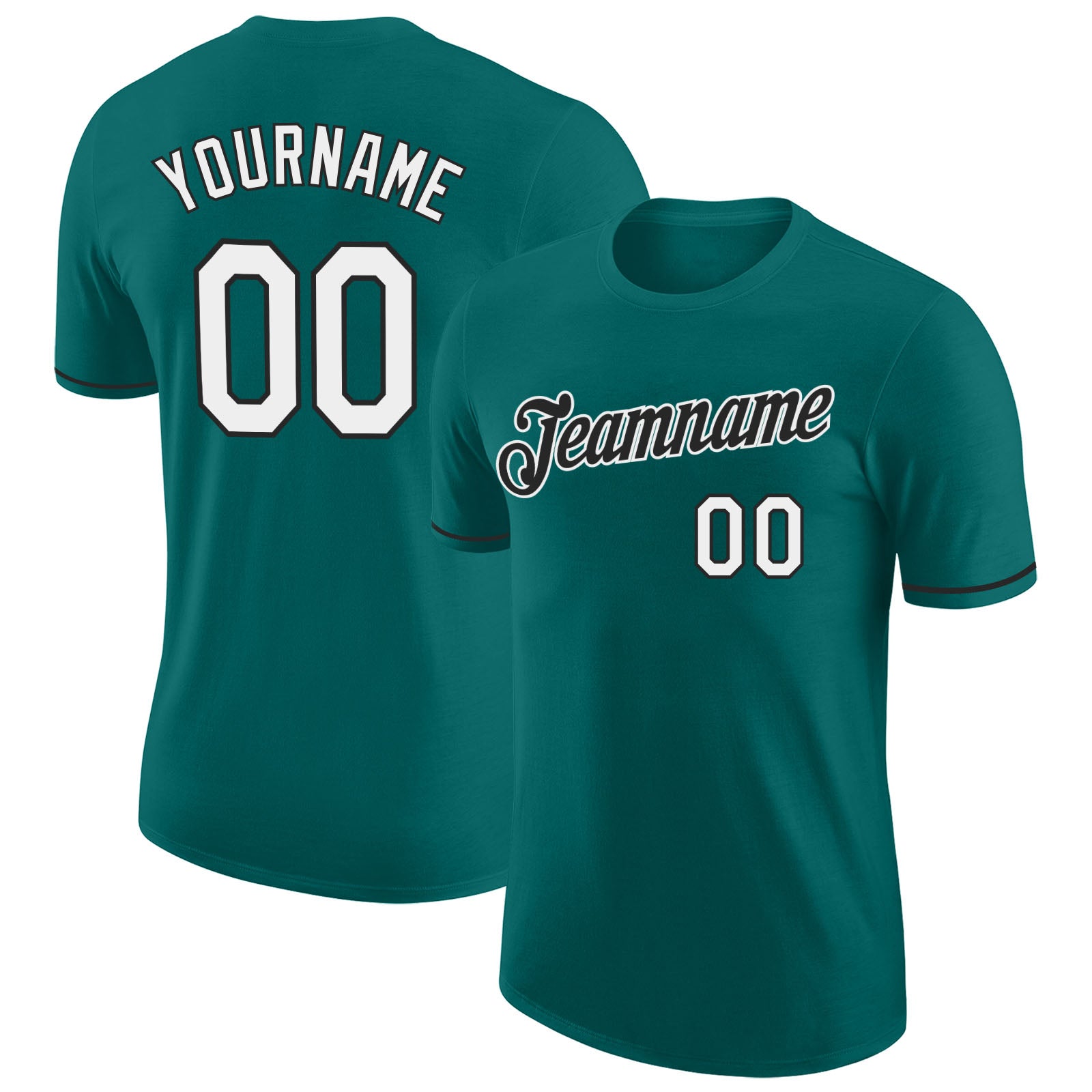Custom Team Name & Number Performance T-Shirt - Aqua White-Black Personalized Tee for Sports & Activities Personalized Aqua