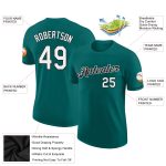 Custom Team Name & Number Performance T-Shirt - Aqua White-Black Personalized Tee for Sports & Activities Personalized Aqua
