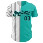 Custom Name Number Aqua White Black Pinstripe Fashion Baseball Jersey Authentic Personalized Aqua White-Black Pinstripe Authentic