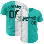 Custom Name Number Aqua White Black Pinstripe Fashion Baseball Jersey Authentic Personalized Aqua White-Black Pinstripe Authentic