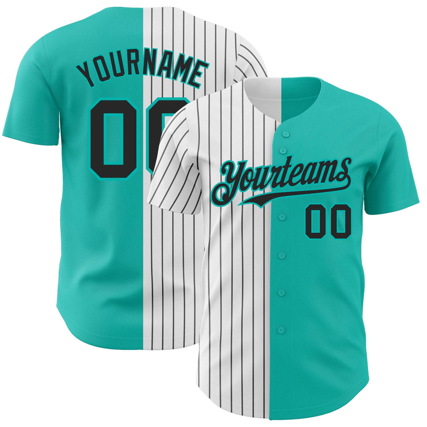 Custom Name Number Aqua White Black Pinstripe Fashion Baseball Jersey Authentic Personalized Aqua White-Black Pinstripe Authentic