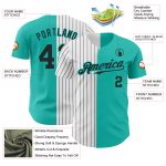 Custom Name Number Aqua White Black Pinstripe Fashion Baseball Jersey Authentic Personalized Aqua White-Black Pinstripe Authentic