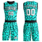 Custom Name Number Basketball Jersey - Personalized Aqua White-Black Round Neck Sublimation Suit Personalized Aqua White-Black