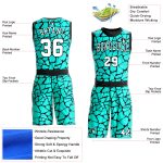 Custom Name Number Basketball Jersey - Personalized Aqua White-Black Round Neck Sublimation Suit Personalized Aqua White-Black