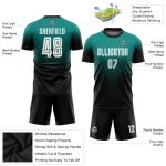 Custom Name and Number Soccer Jersey - Personalized Aqua White-Black Sublimation Fade Fashion Uniform Personalized Aqua White-Black