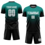 Custom Name and Number Soccer Jersey - Personalized Aqua White-Black Sublimation Fade Fashion Uniform Personalized Aqua White-Black