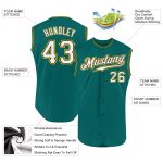 Custom Name and Number Personalized Aqua White-Gold Baseball Jersey - Sleeveless Team Sportswear Personalized Aqua White-Gold