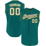 Custom Name and Number Personalized Aqua White-Gold Baseball Jersey - Sleeveless Team Sportswear Personalized Aqua White-Gold