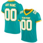 Personalized Aqua White Gold Mesh Football Jersey - Authentic Custom Sports Apparel Personalized Aqua White-Gold Mesh Authentic