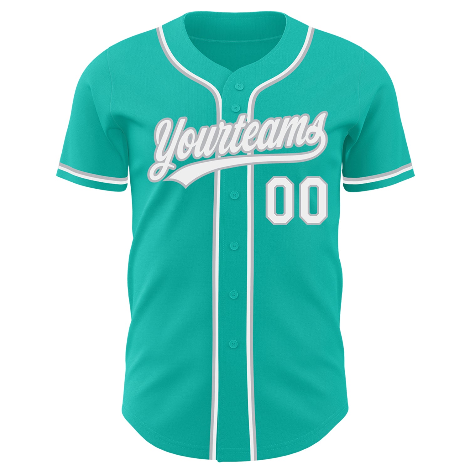 Personalized Aqua White-Gray Authentic Baseball Jersey Team Custom Name and Number Custom Name and Number Personalized Authentic Baseball Jersey in Aqua White-Gray Personalized Aqua White-Gray Authentic Baseball - Image 2