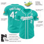Custom Name and Number Personalized Authentic Baseball Jersey in Aqua White-Gray Personalized Aqua White-Gray Authentic Baseball