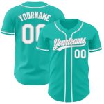 Custom Name and Number Personalized Authentic Baseball Jersey in Aqua White-Gray Personalized Aqua White-Gray Authentic Baseball