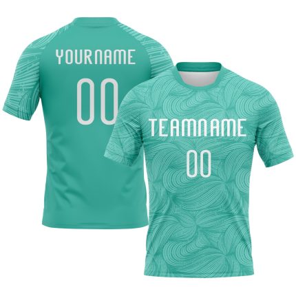 Personalized Aqua Volleyball Uniform Jersey with White Lines for Sublimation Printing Personalized Aqua White Lines Sublimation