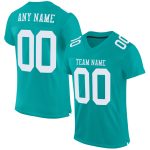 Customizable Aqua White Mesh Football Jersey with Team Name & Number - Authentic Design Personalized Aqua White Mesh Authentic