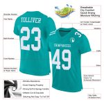 Customizable Aqua White Mesh Football Jersey with Team Name & Number - Authentic Design Personalized Aqua White Mesh Authentic