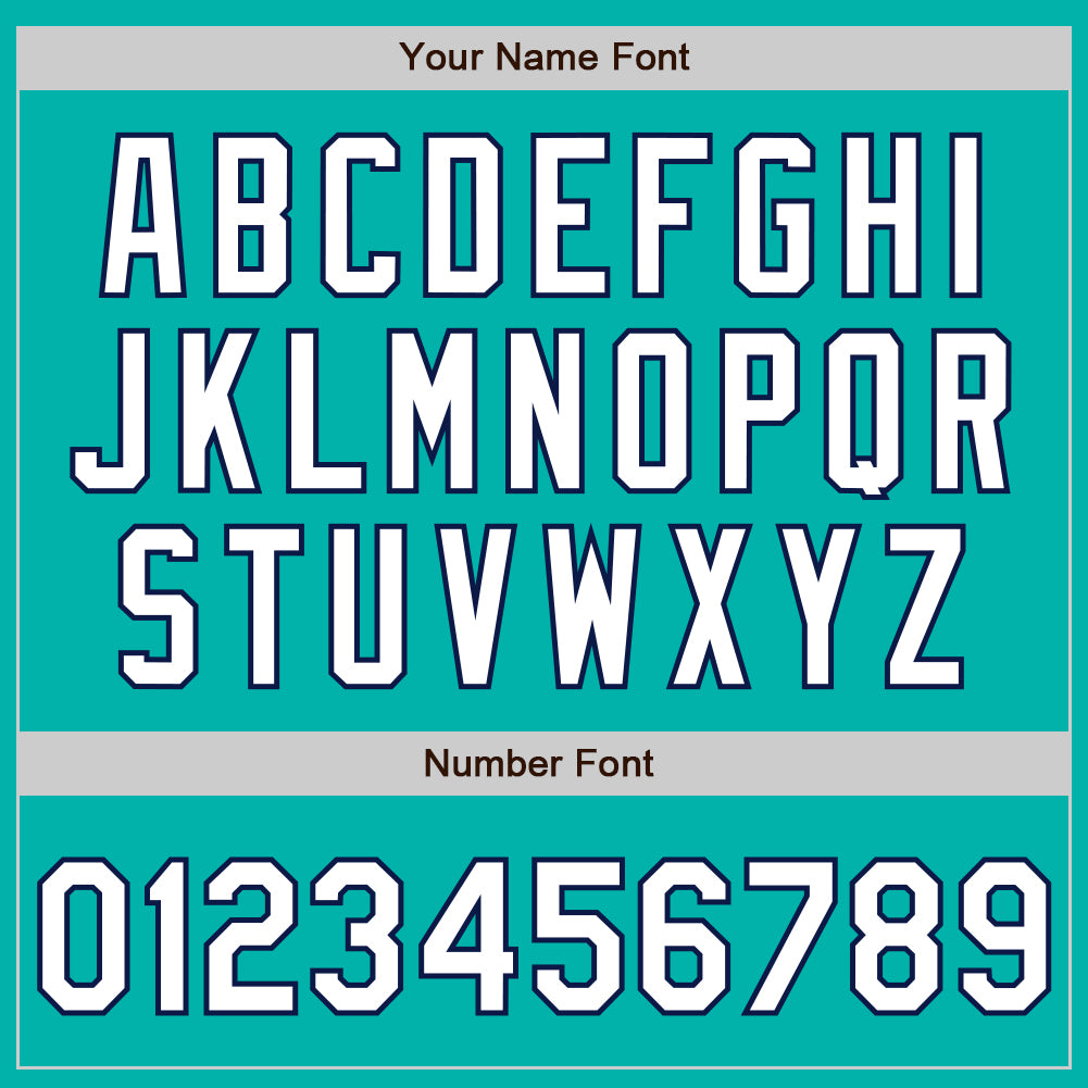 Personalized Baseball Jersey in Aqua White-Navy - 3 Color Arm Shapes Personalized Aqua White-Navy 3 Colors Arm Shapes Baseball - Image 6