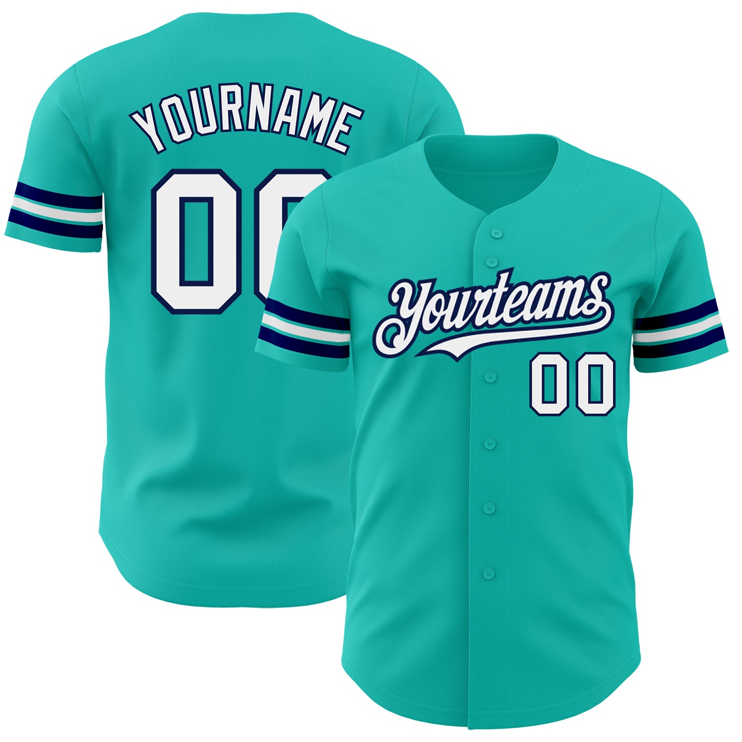Personalized Aqua White Navy Baseball Jersey for Men and Women - Authentic Design Personalized Aqua White-Navy Authentic
