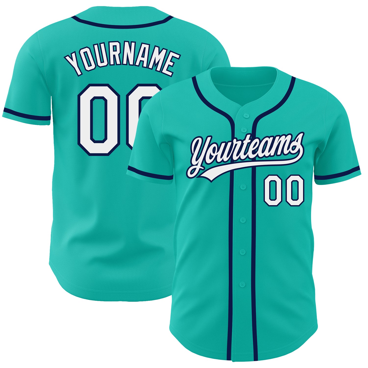 Custom Name and Number Baseball Jersey - Personalized Aqua White-Navy Authentic Team Jersey Personalized Aqua White-Navy