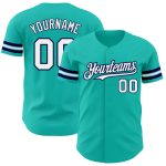Personalized Aqua White Navy Baseball Jersey for Men and Women Personalized Aqua White-Navy Baseball Jersey 2