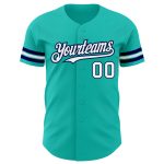 Personalized Aqua White Navy Baseball Jersey for Men and Women Personalized Aqua White-Navy Baseball Jersey 2