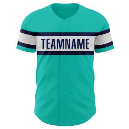 Personalized Aqua and White Navy Baseball Jersey for Men and Women Personalized Aqua White-Navy Baseball Jersey 3