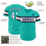 Personalized Aqua and White Navy Baseball Jersey for Men and Women Personalized Aqua White-Navy Baseball Jersey 3