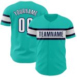Personalized Aqua and White Navy Baseball Jersey for Men and Women Personalized Aqua White-Navy Baseball Jersey 3