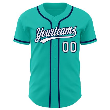 Custom Aqua White-Navy Baseball Jersey for Personalized Fan Gear Personalized Aqua White-Navy Baseball Jersey