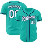 Custom Aqua White-Navy Baseball Jersey for Personalized Fan Gear Personalized Aqua White-Navy Baseball Jersey