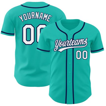 Custom Aqua White-Navy Baseball Jersey for Personalized Fan Gear Personalized Aqua White-Navy Baseball Jersey