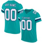 Custom Aqua White-Navy Football Jersey for Men and Women, Personalized Design, Youth & Adult Sizes Available Personalized